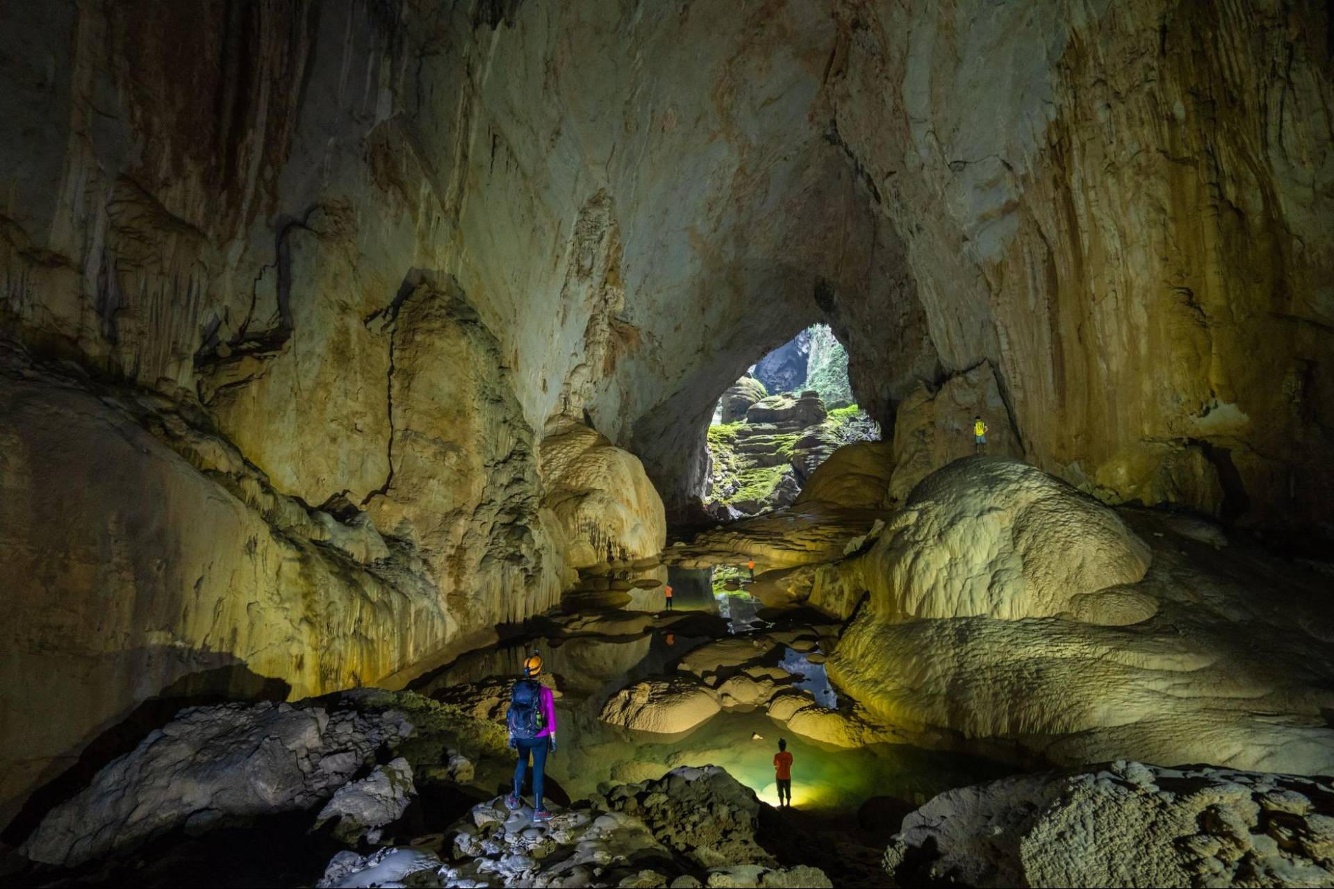 Visitors are trekking and exploring Son Doong Cave.