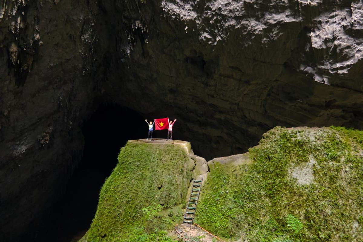 The giant stalagmite called the "Wedding Cake" lies just beneath Doline 1.