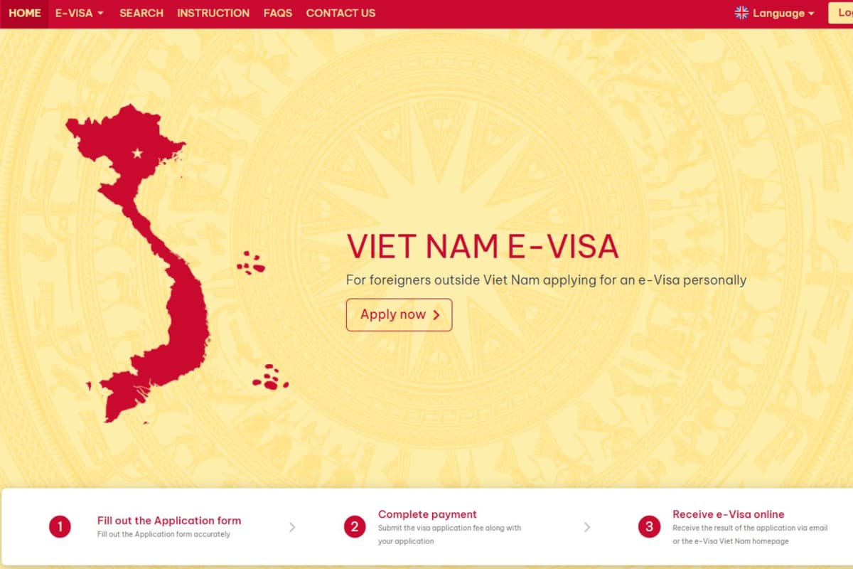 Vietnam eVisa application website